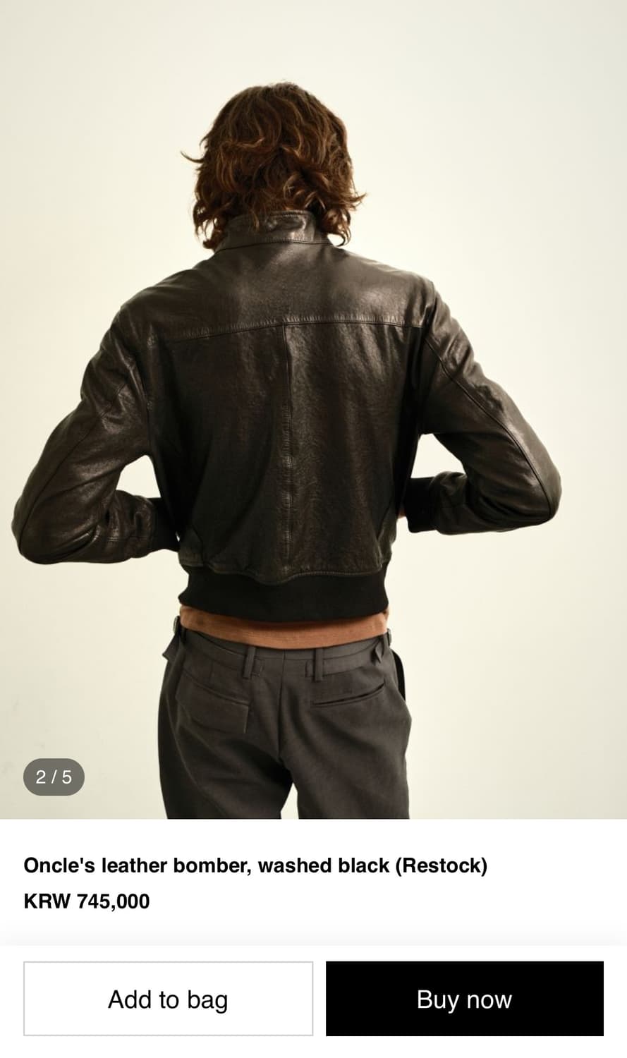 Miskiu leather bomber washed black L사이즈 상품이미지2