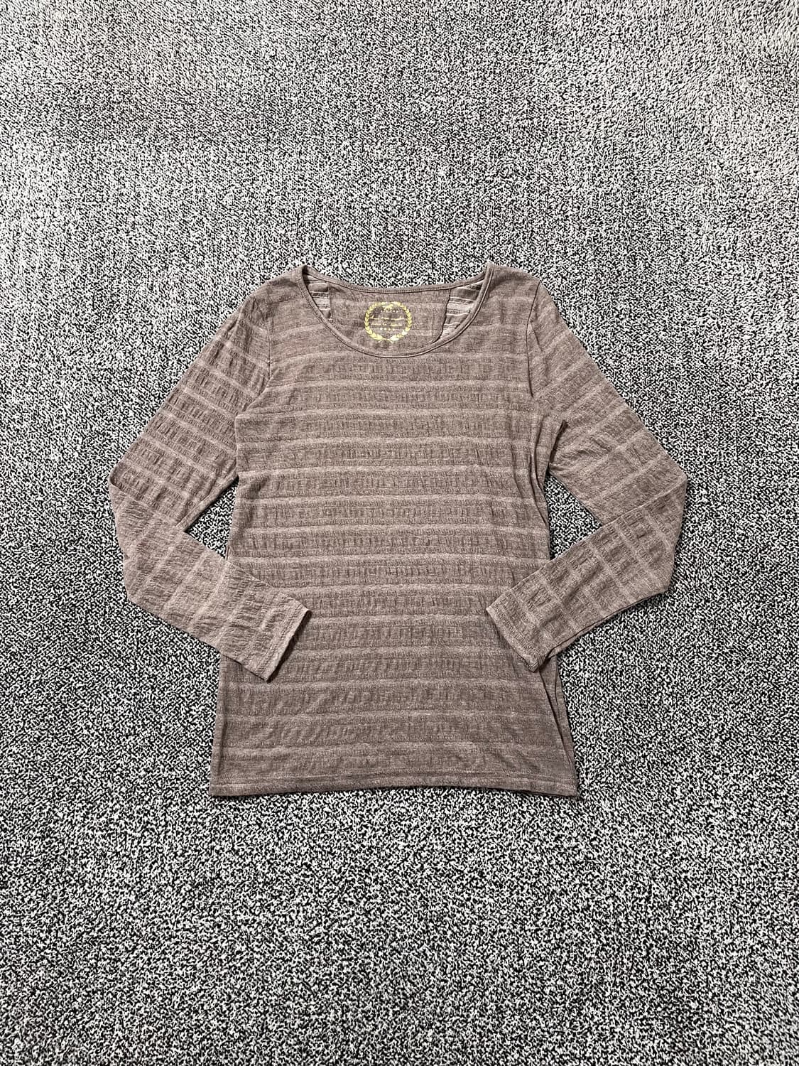 vinteちきゅ. 빈티지 스트라이프 긴팔티셔츠 브라운 모리걸 그런지  상품이미지1