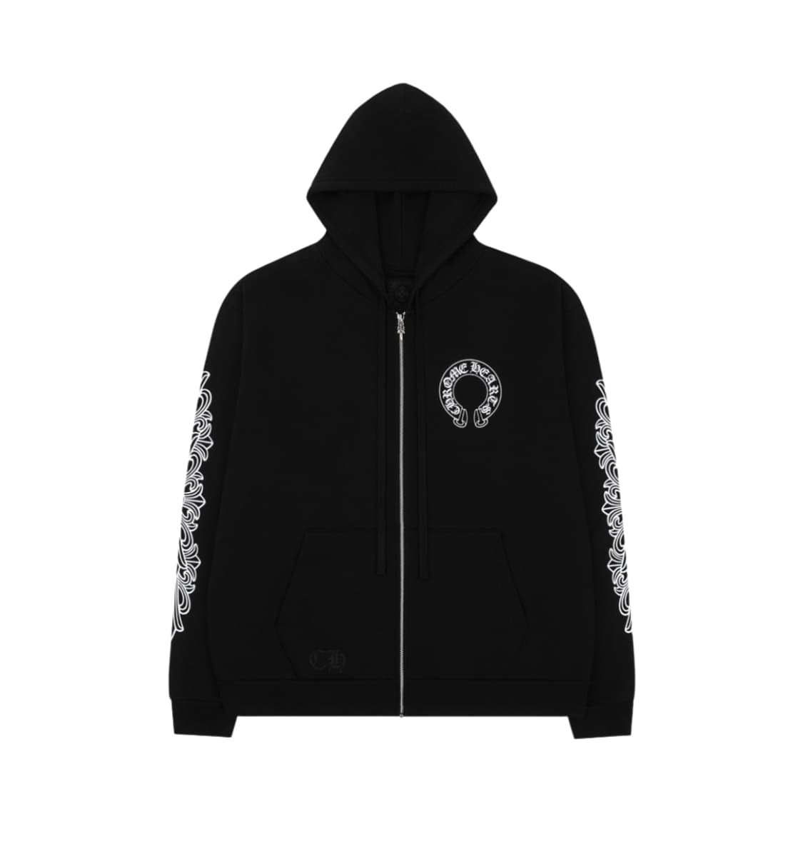 [XL] 크롬하츠 홀스슈 플로랄 헤비웨이트 후드집업 블랙 상품이미지1