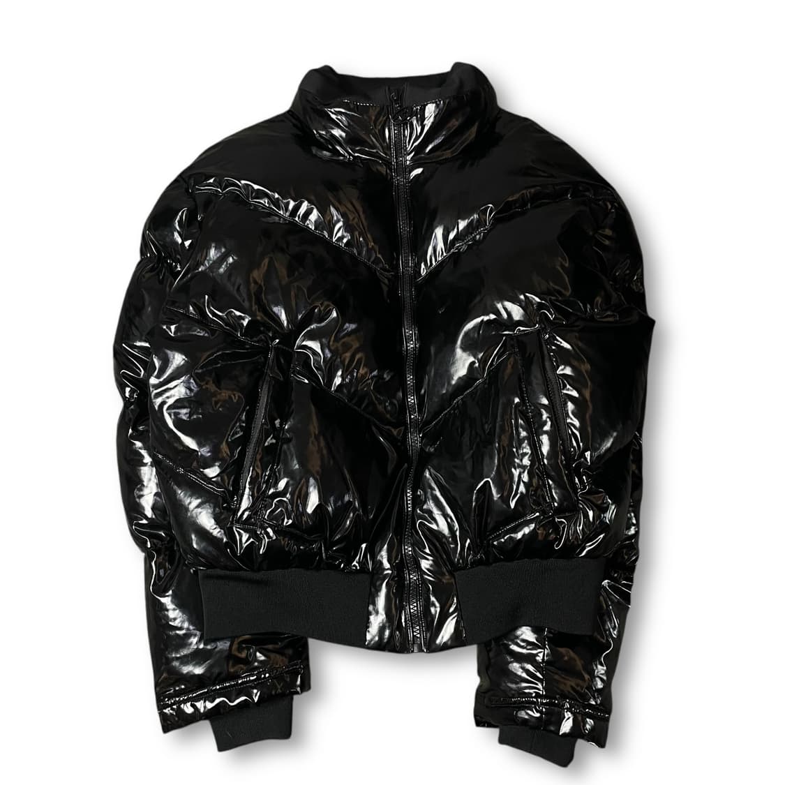 디젤 블랙 에나멜 숏 패딩 점퍼 상품이미지1