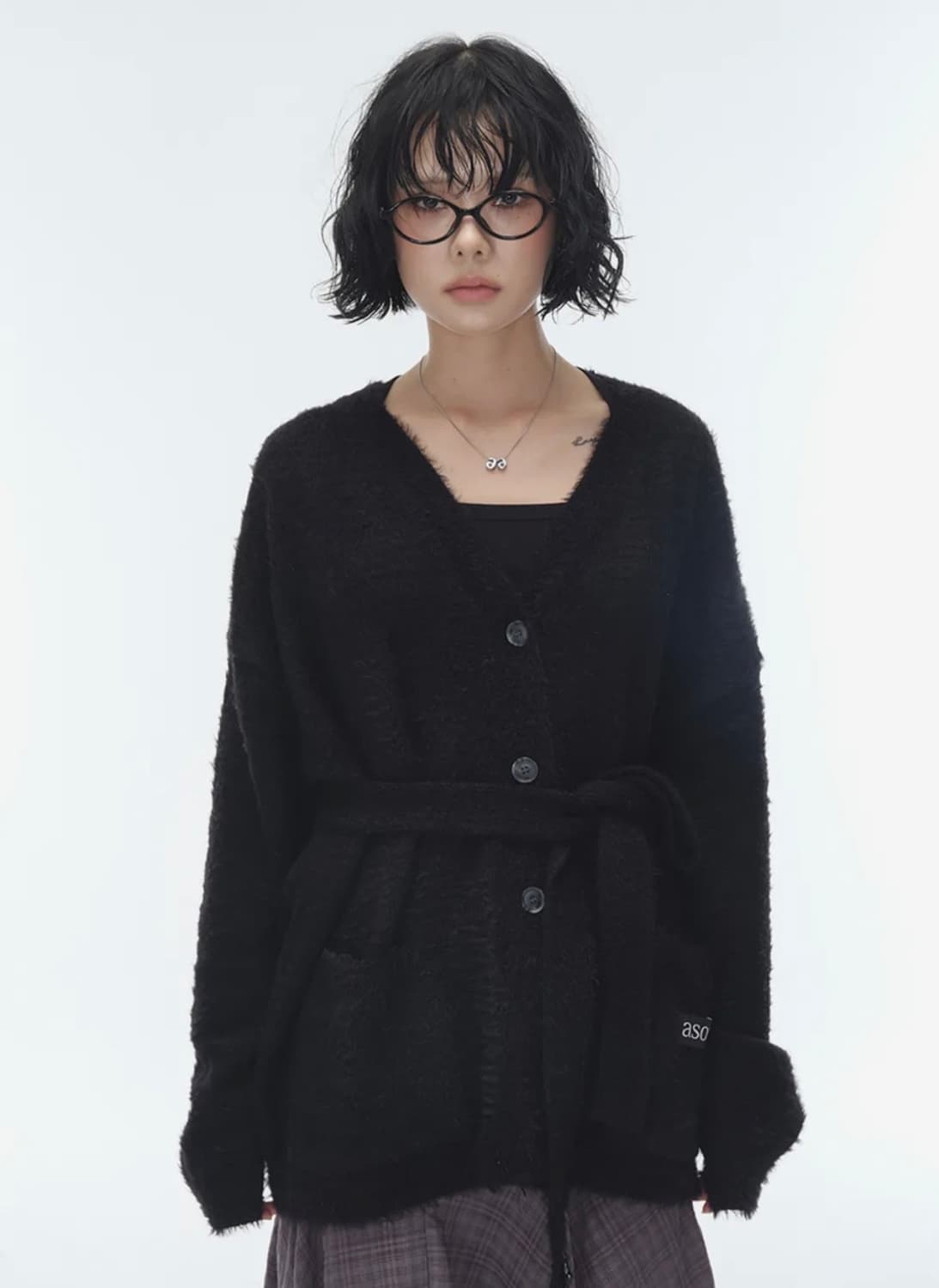 애즈온 루카 타이 가디건 블랙 상품이미지2