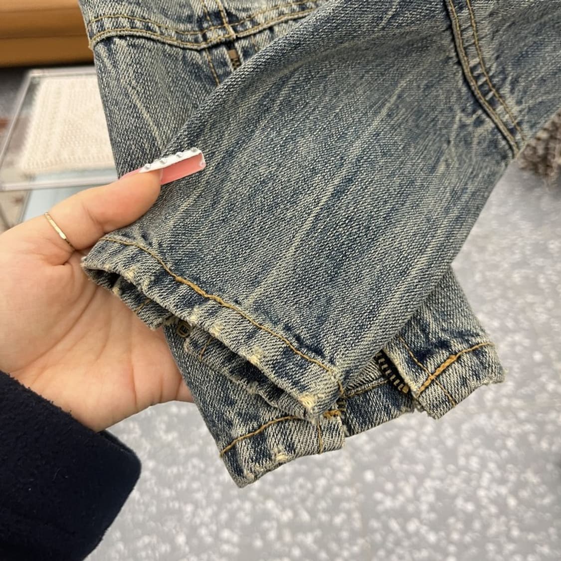 블랙업 빈티지 락시크 핀터걸 워싱 크롭 데님자켓 S C10277 상품이미지7