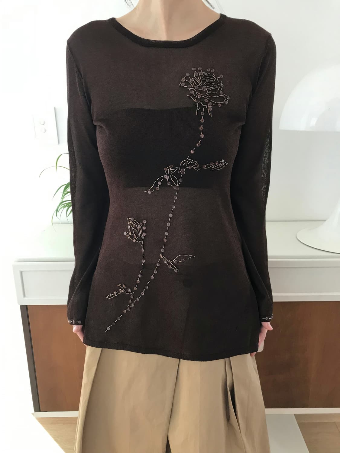 vintage brown mesh top 상품이미지1