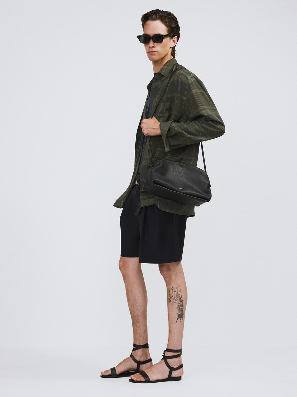 렉토 26SS 제이콥 비스코스 체크 셔츠 다크 그린 상품이미지3