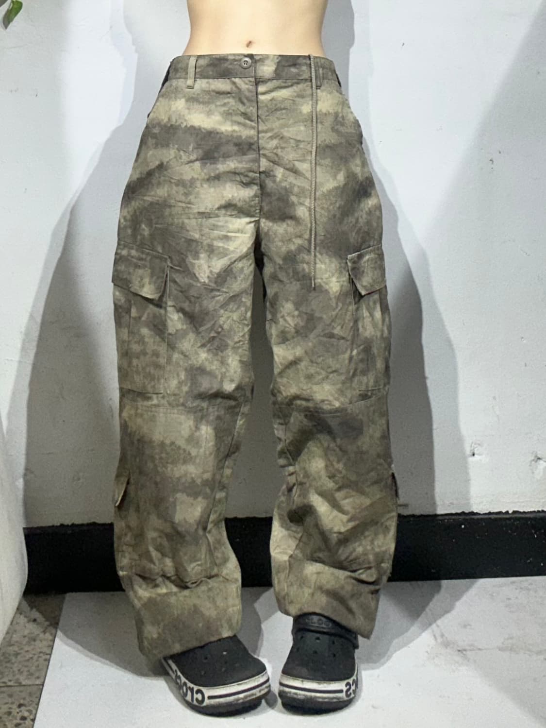 빈티지 베이지 카모 와이드 멀티 포켓 카고 팬츠 M 상품이미지2
