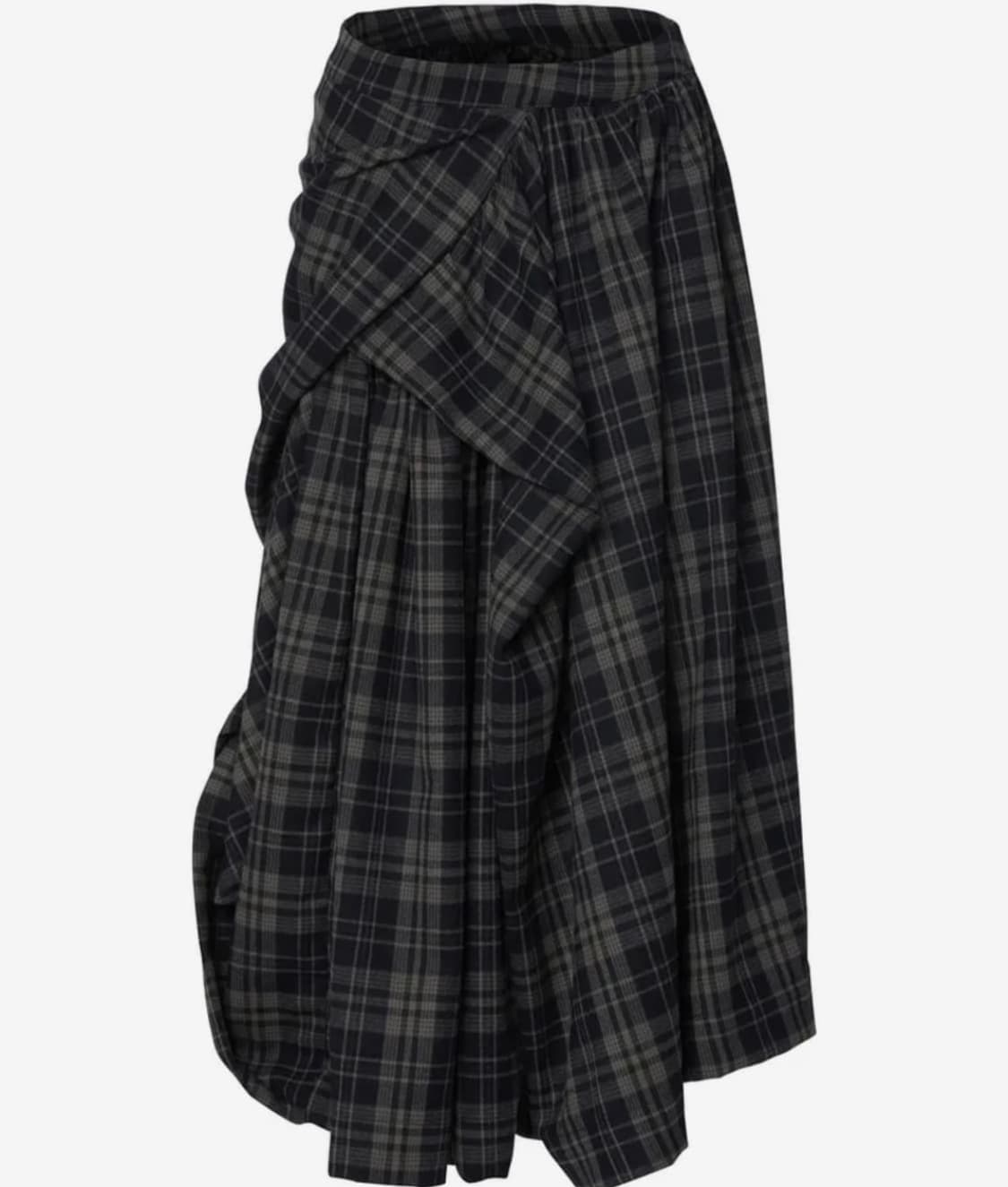 플레어업 비대칭 드레이프 레이어드 체크 롱스커트 상품이미지1