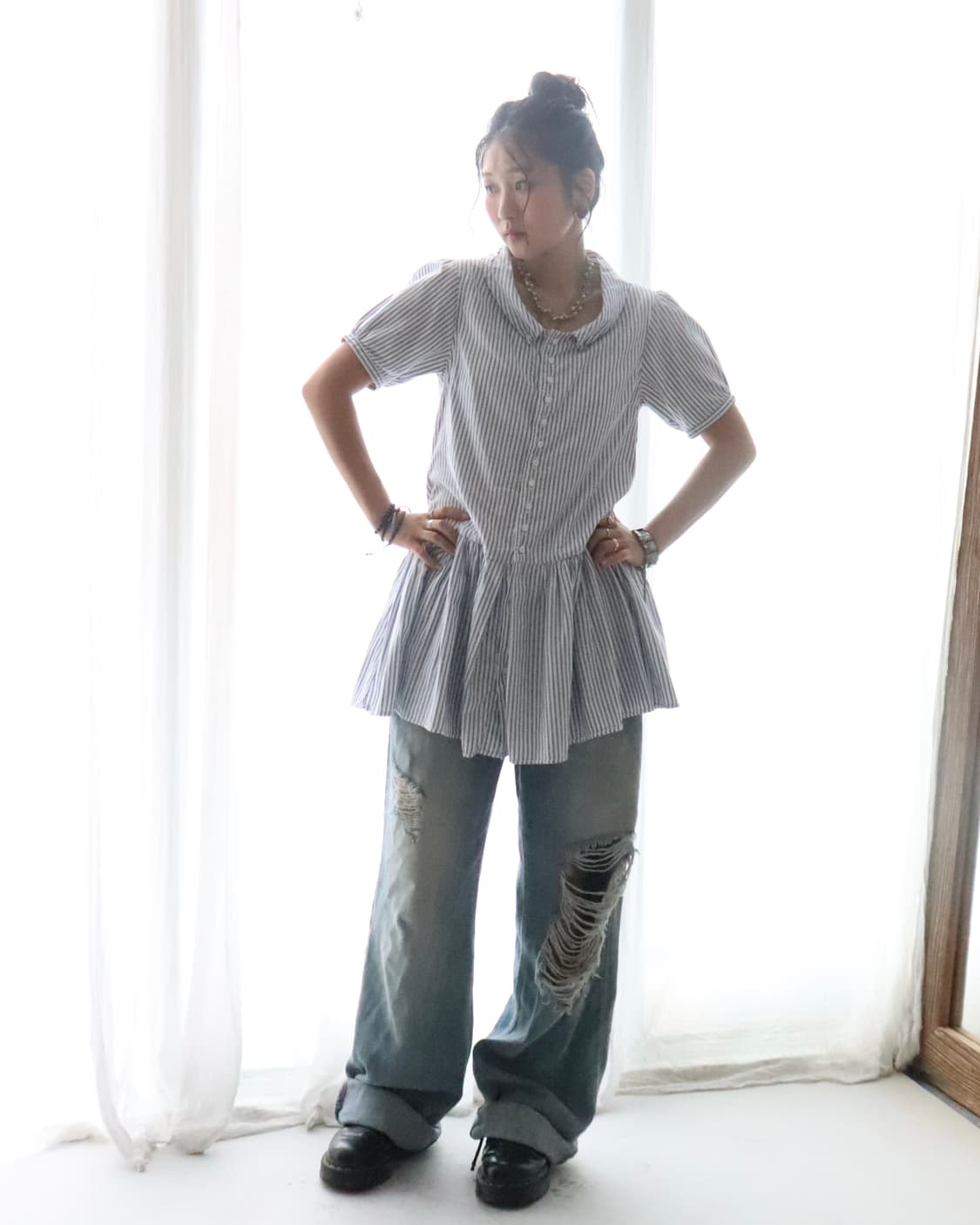 [Kapital] Blue Stripe Tunic Blouse 상품이미지4