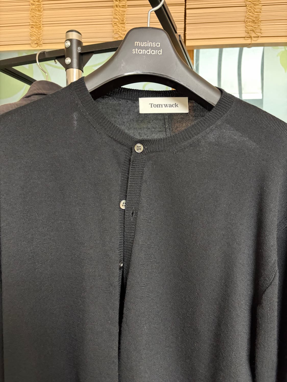 XL)토니웩 슈퍼파인울 라운드넥 가디건 블랙 상품이미지1