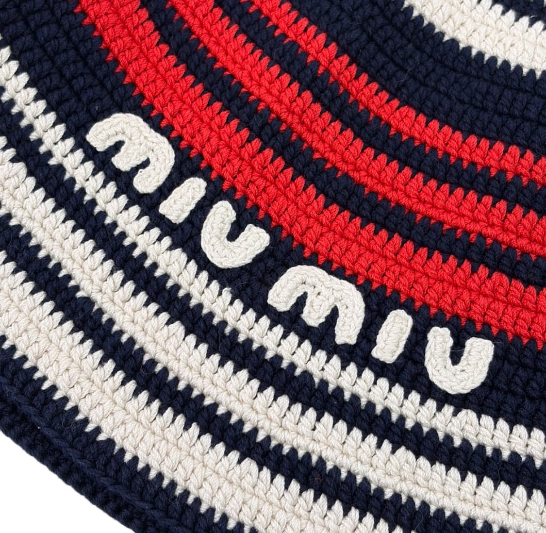 [OS] 미우미우 여성 로고 크로셰 스트라이프 니트 비니 버킷햇 모자 상품이미지3