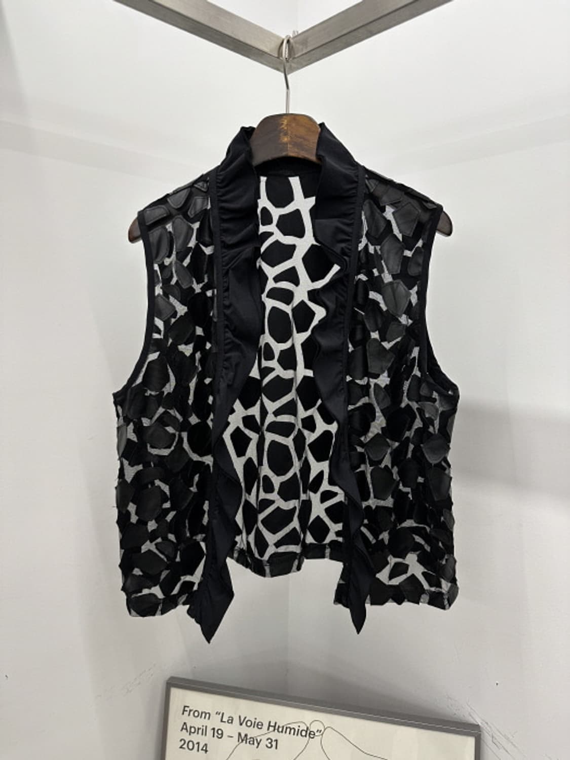 Leather trimming vest 빈티지 비건 레더 베스트 (L) 상품이미지1