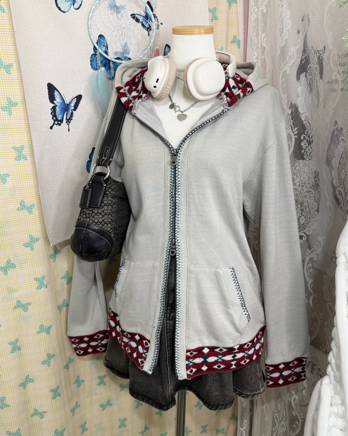 민트 에스닉 투웨이 후드 집업 상품이미지4