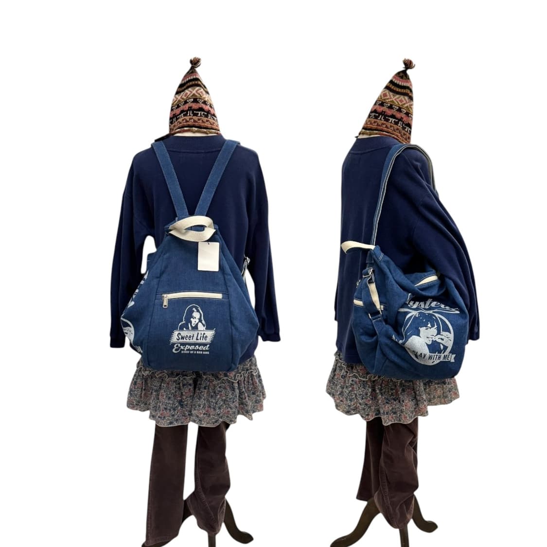 히스테릭글래머 3웨이 데님 숄더백 백팩 상품이미지10