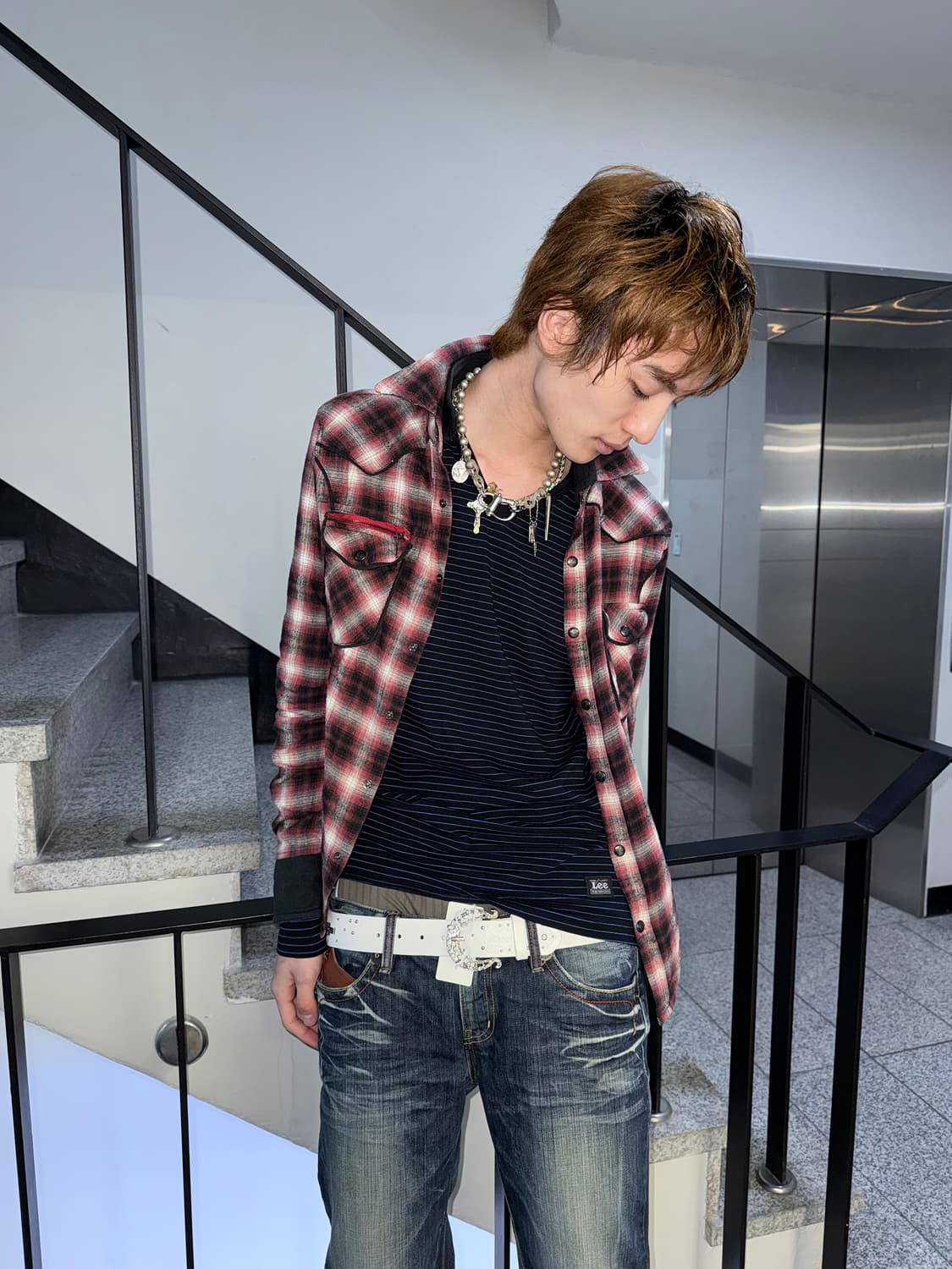 double collar check shirt 상품이미지1