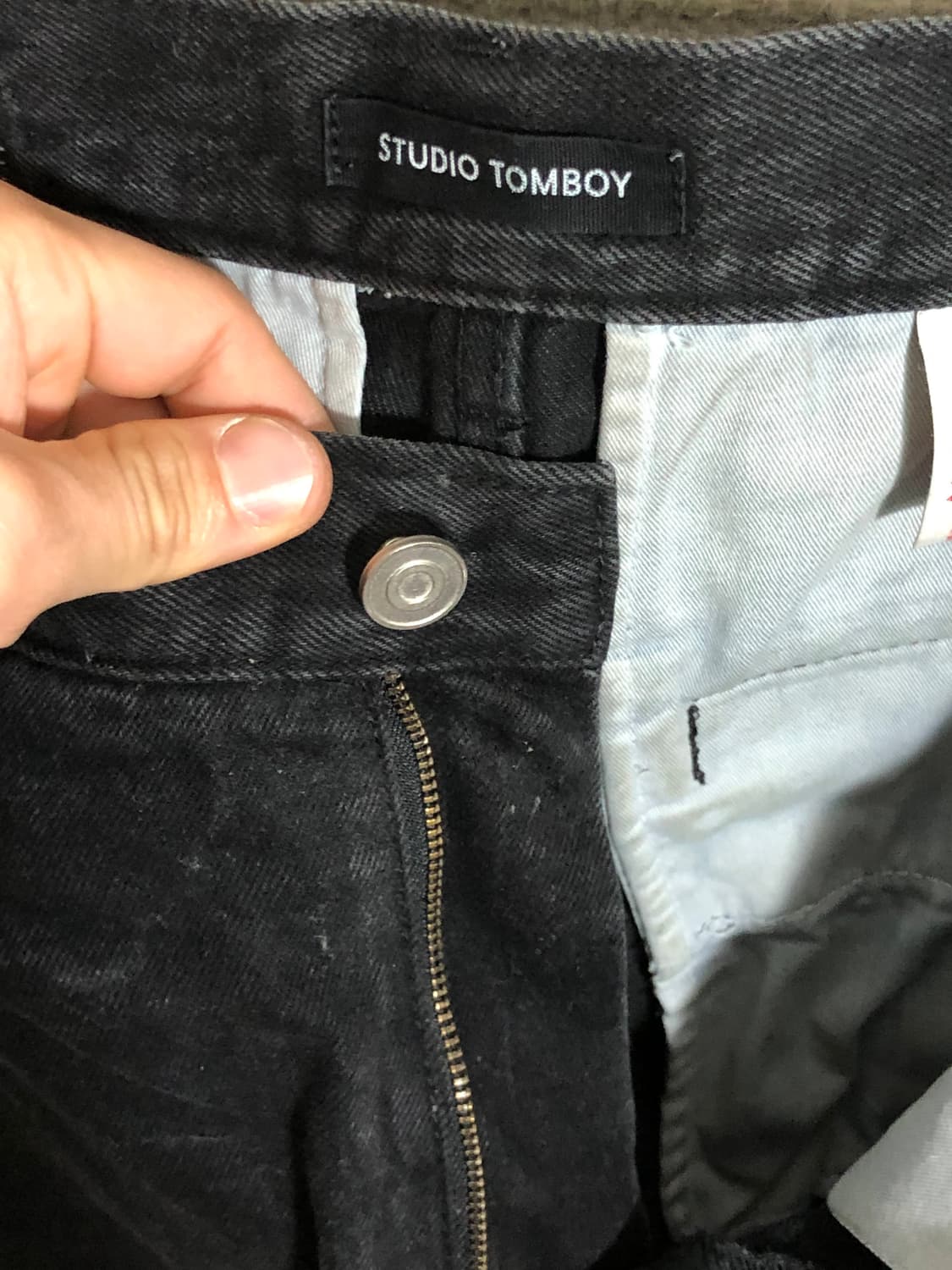 스튜디오톰보이 원턱 세미 와이드 블랙진 흑청 데님 청바지 상품이미지7