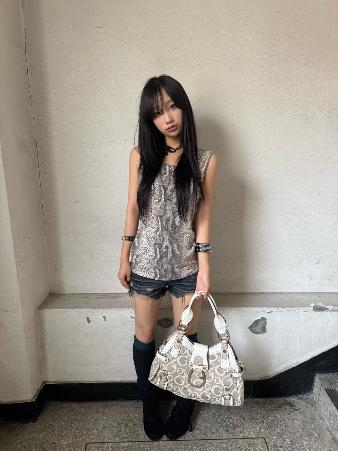 Python brown sleeveless 상품이미지3