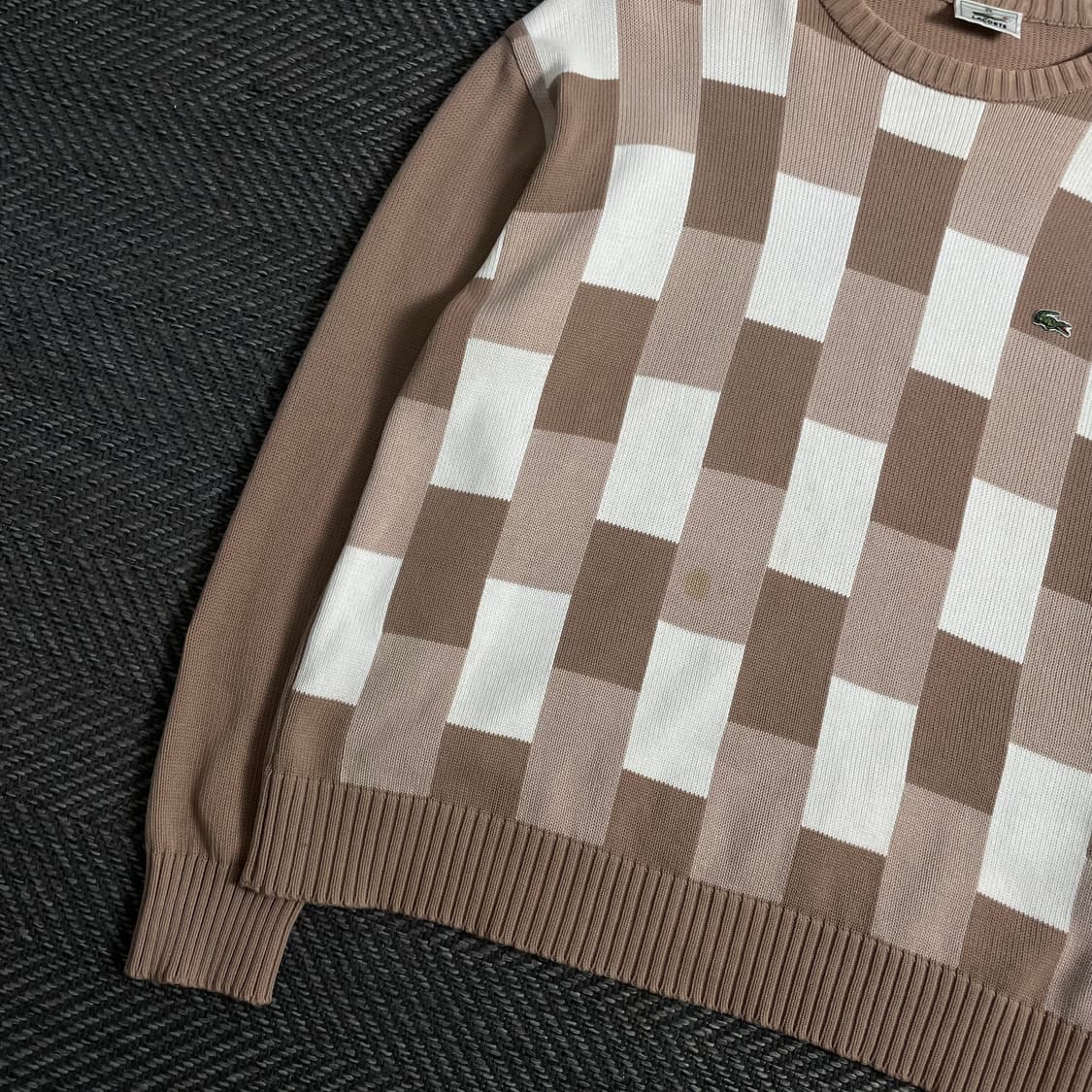 라코스테 빈티지 자수로고 블럭 패턴 니트o 3826 상품이미지3