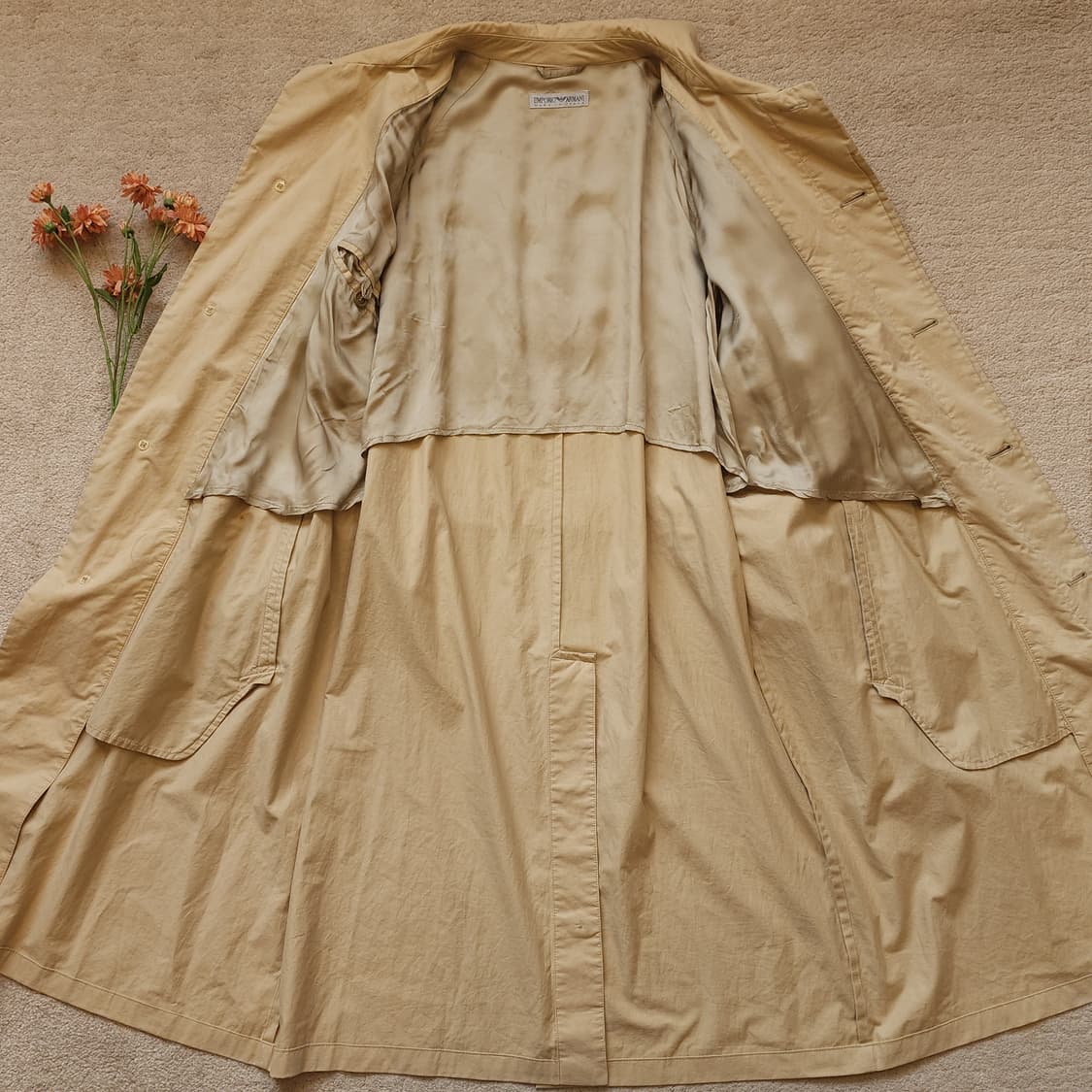 90s 엠포리오 아르마니 벨티드 싱글 트렌치 코트 L 상품이미지8