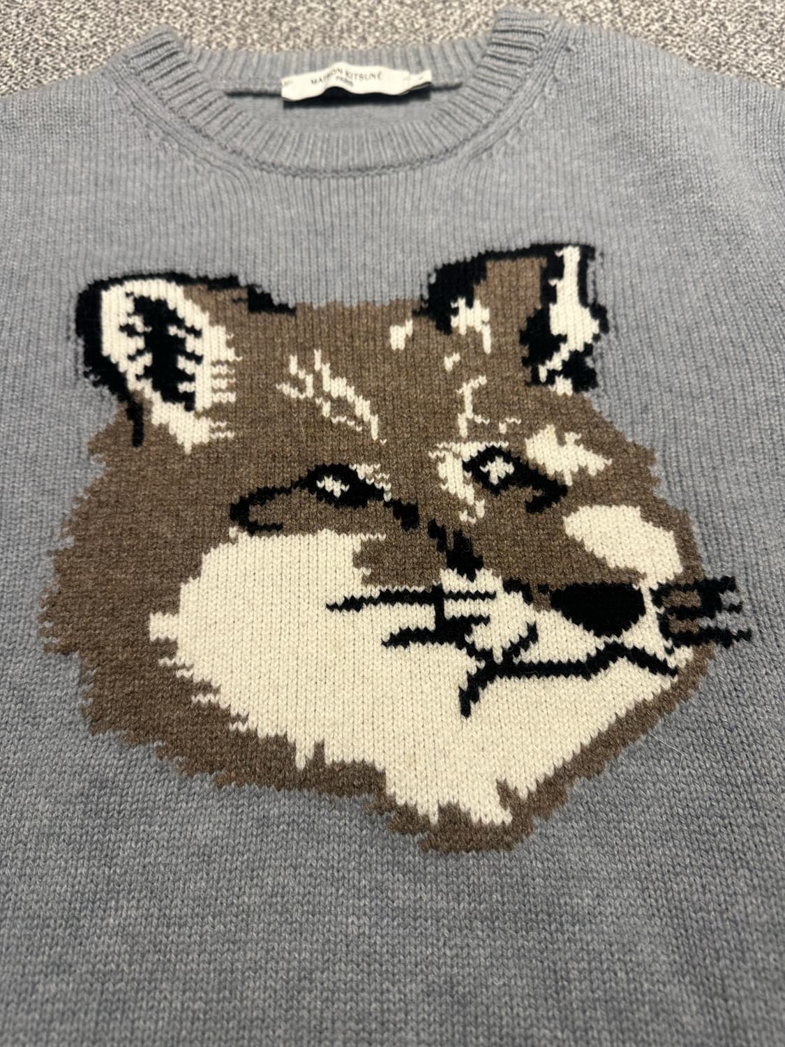 메종 키츠네 빅 폭스 헤드 풀오버 니트 그레이 s 상품이미지2