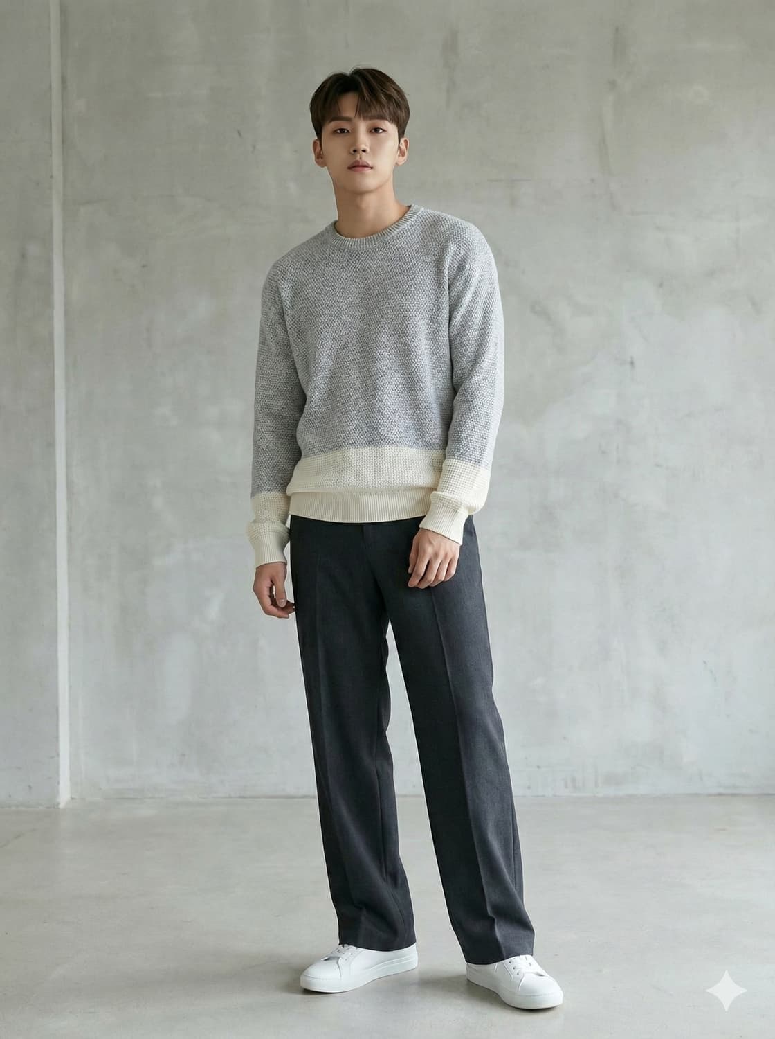 SYSTEM 시스템 투톤 배색 텍스처 코튼 니트 상품이미지1