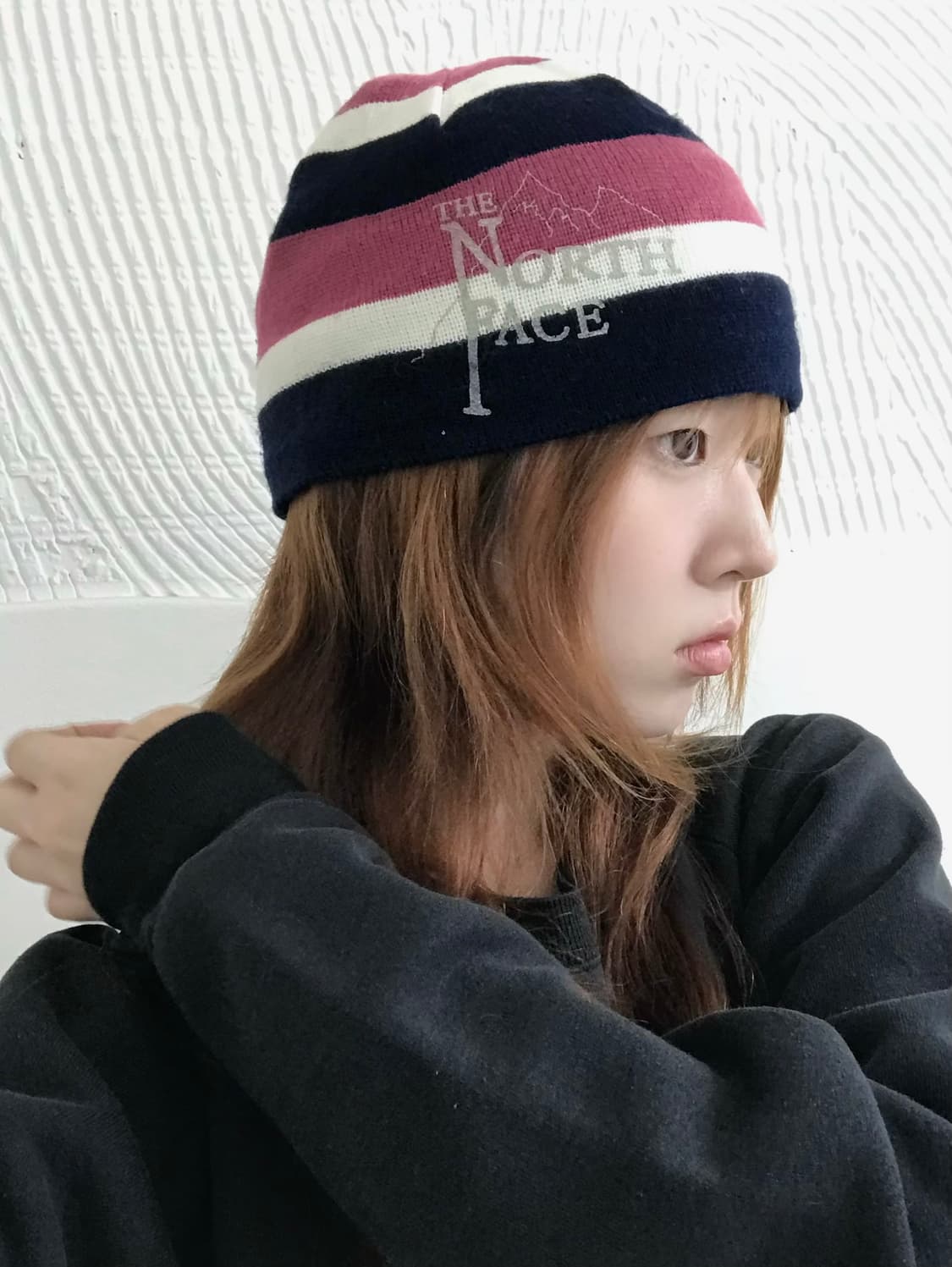 노스페이스 키치 핑크 스트라이프 니트 비니 상품이미지3