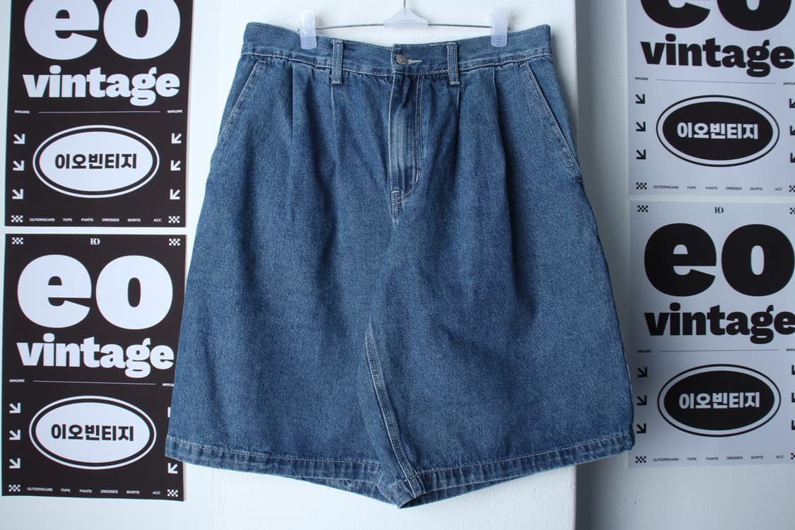 (L-XL) 키뮤어 반바지 팬츠 버뮤다 데님 청 밴딩-P1P10260 상품이미지2