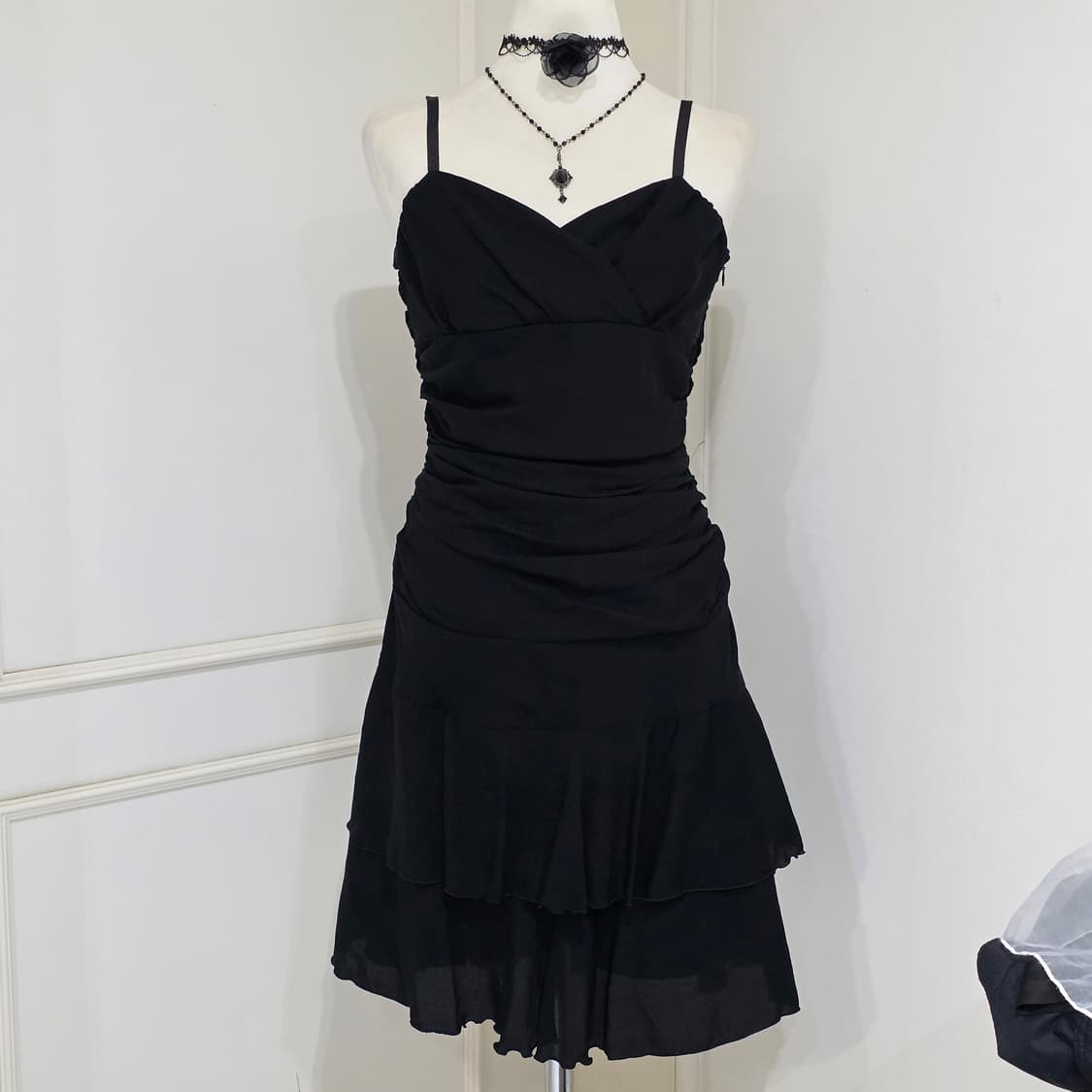 일본빈티지)고딕블랙오네갸루st y2k 셔링 캉캉 로맨틱 발레코어 원피스 상품이미지1