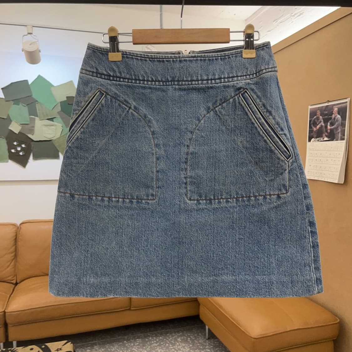 아페쎄 캐주얼 유니크 빅포켓 미니스커트 데님 청치마 34 C08587 상품이미지3
