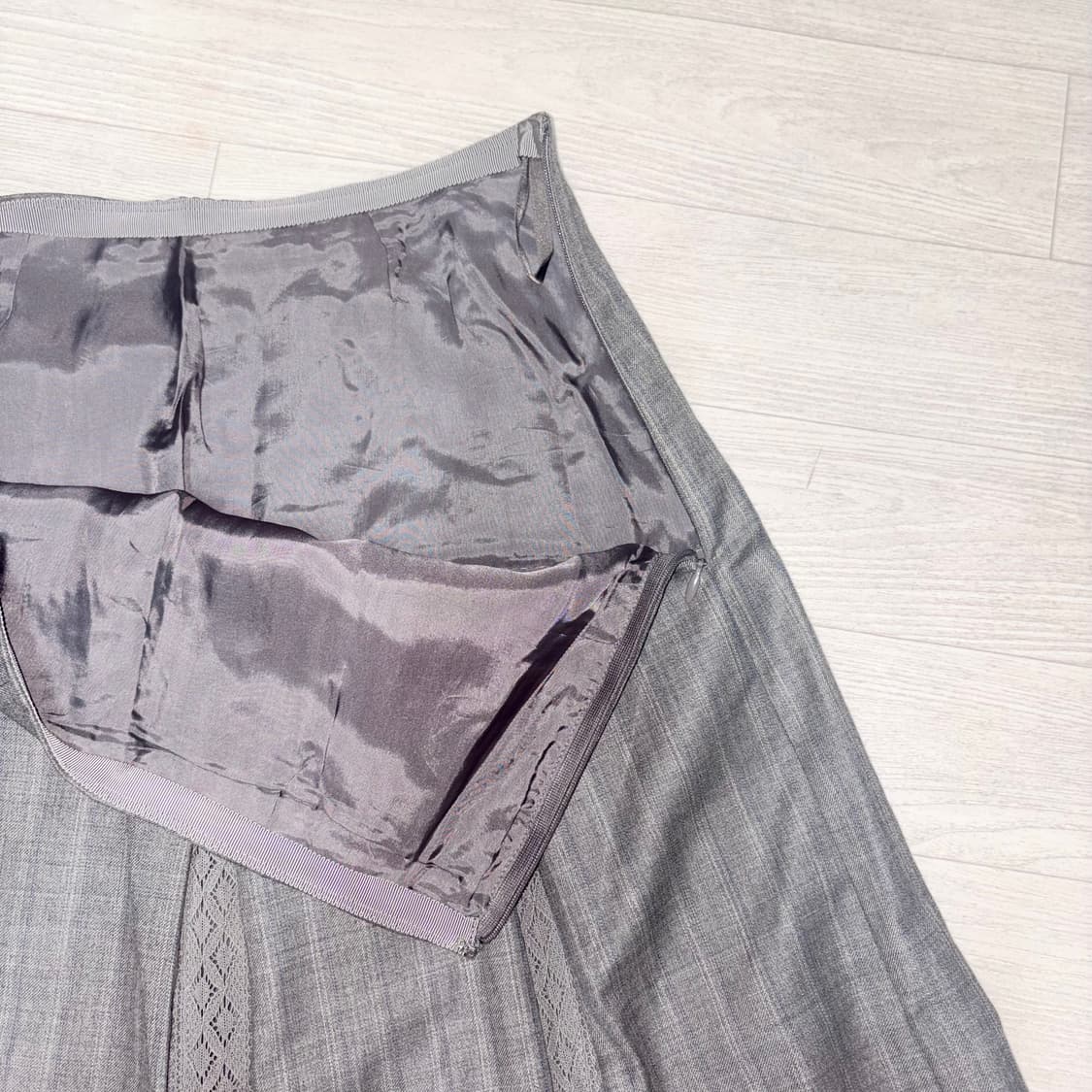 Vintage 그레이 플리츠 체크 롱스커트  상품이미지3