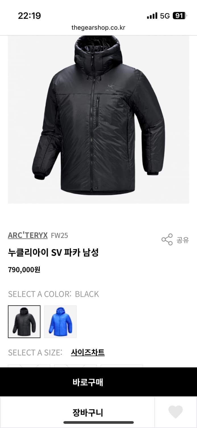 [L사이즈 새상품] 아크테릭스 누클리아이 SV 파카 남성  25FW 팝니 상품이미지1