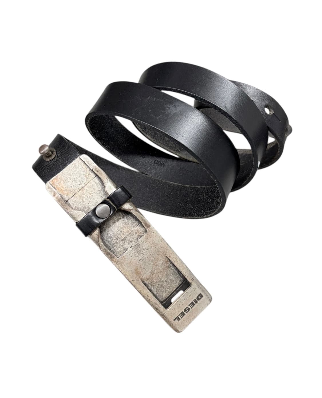 2000‘s 디젤 실버 플레이트 레더 벨트 상품이미지1