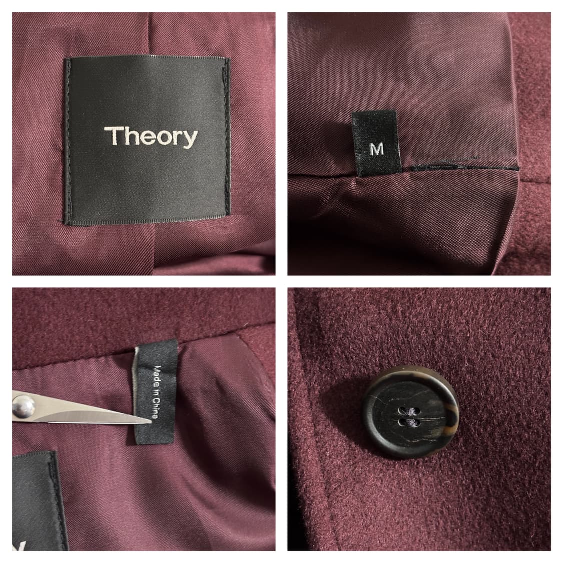 민트급)띠어리 여성 캐시미어 블렌드 4포켓 하프코트M/버건디 상품이미지7