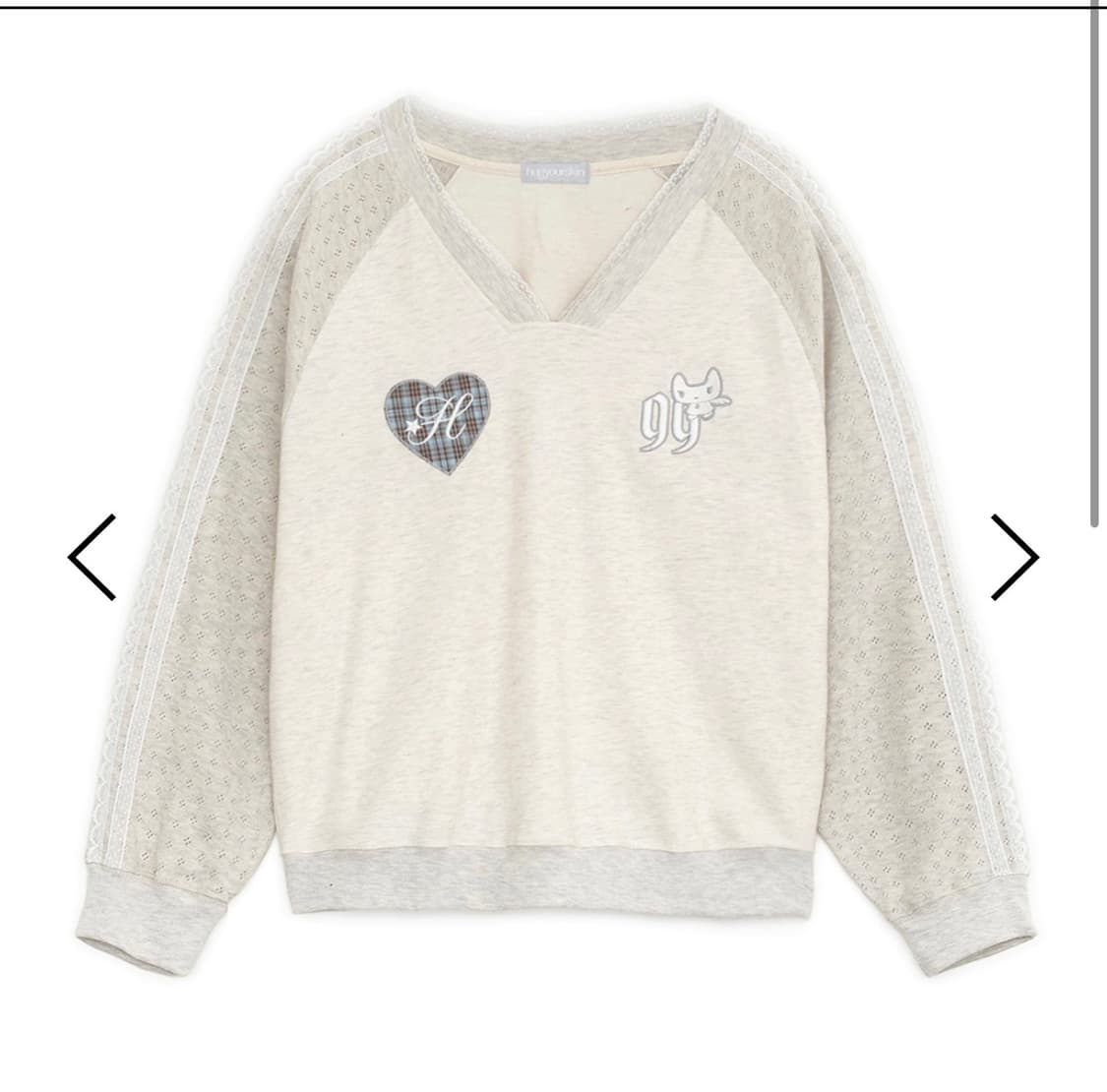 허그유어스킨 patch v-neck raglan T 상품이미지1