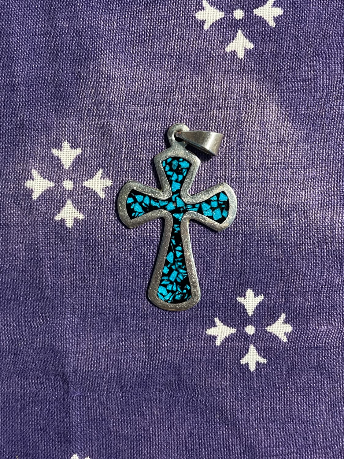 VintageSterling Turquoise Cross Pendant  상품이미지3