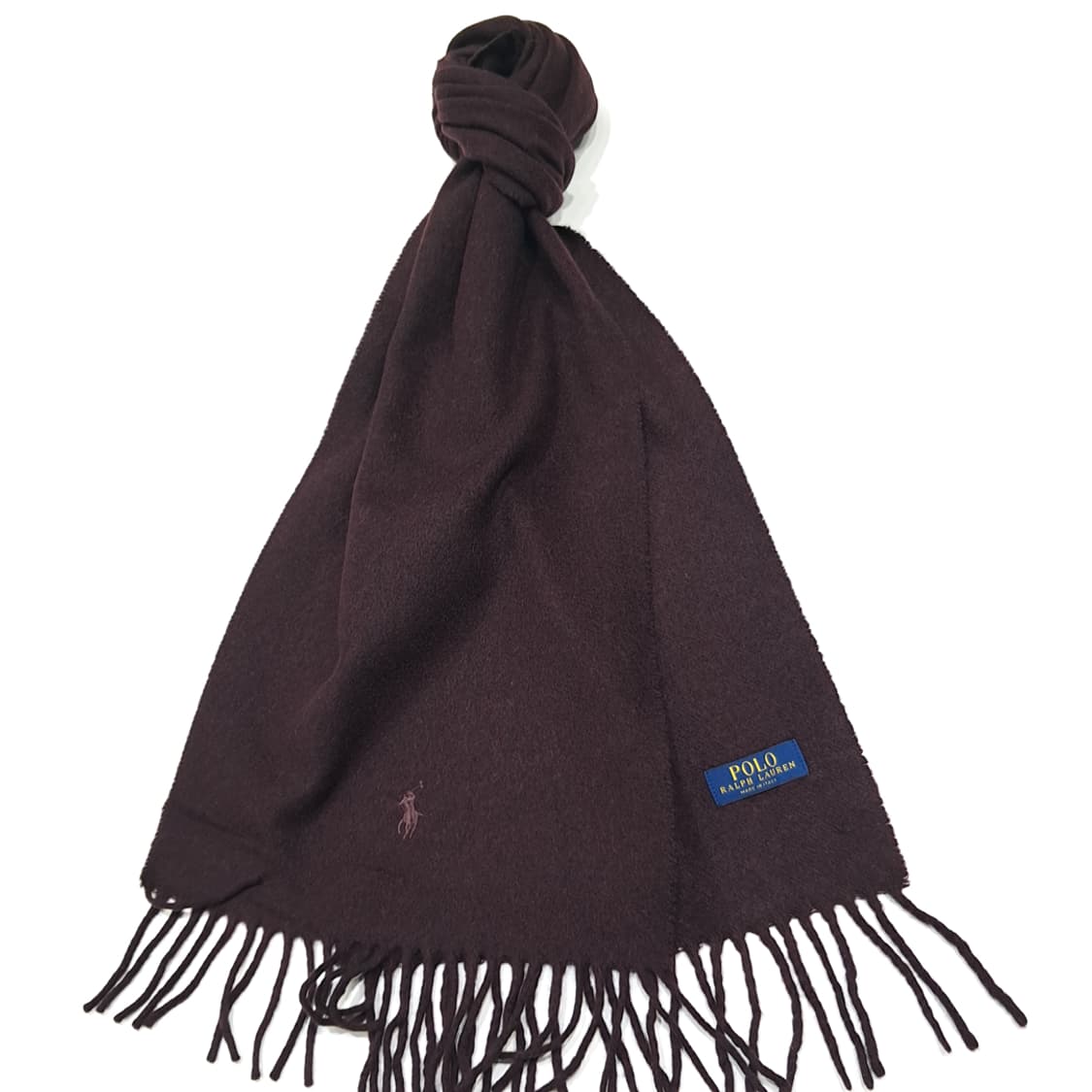 MX484 폴로 00s 이태리판 울 포니자수 다크버건디 머플러 목도리 상품이미지2
