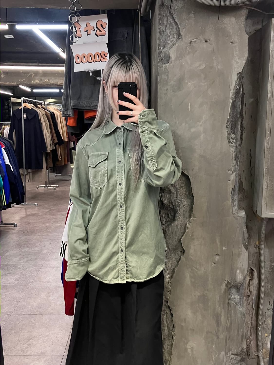 트루릴리젼 포켓 셔츠 카키 L  #csz2904 상품이미지2