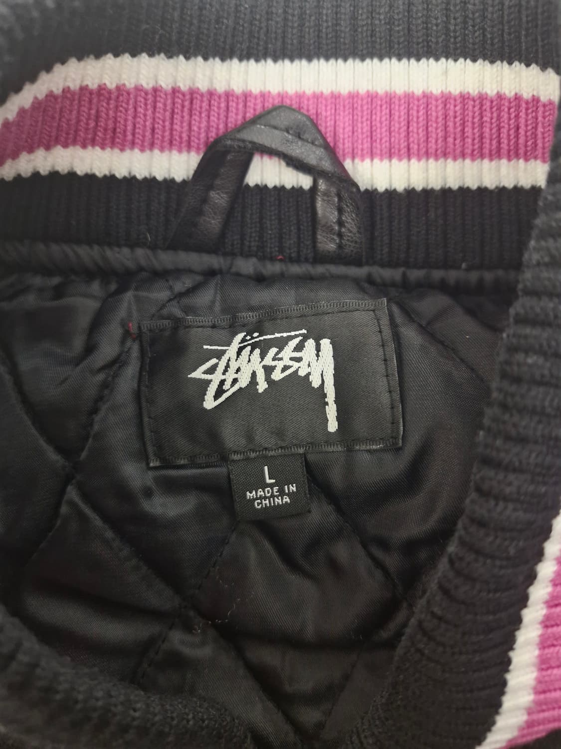 STUSSY 스투시 S 토크 멜튼 바시티 자켓 블랙 상품이미지4
