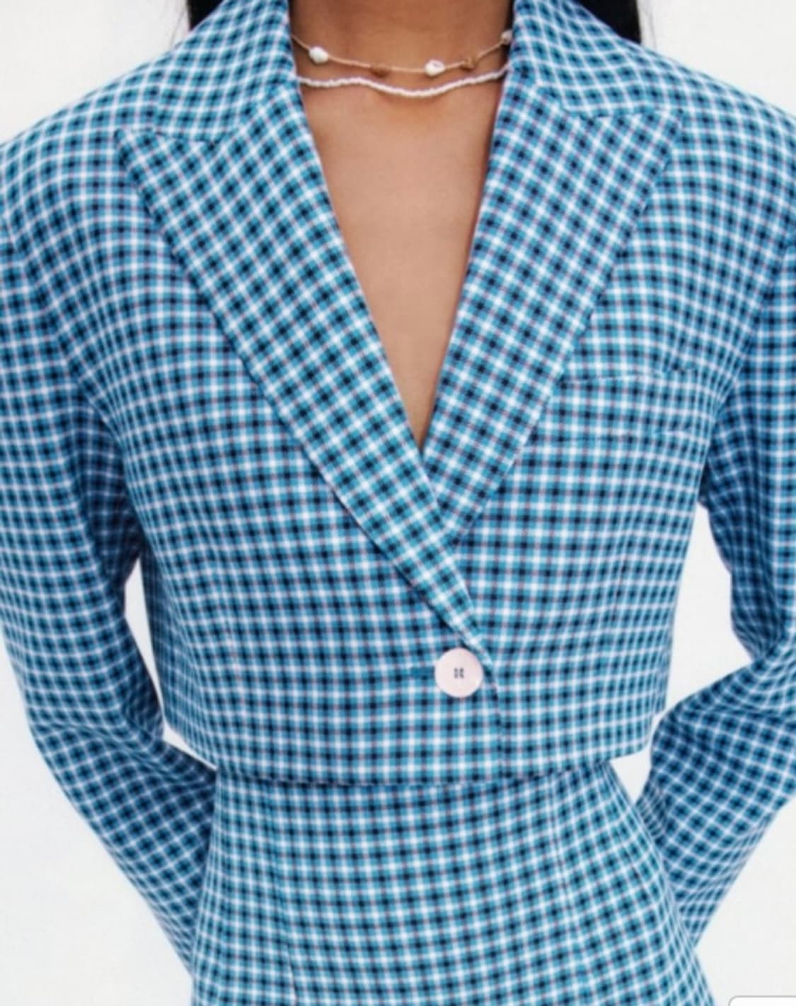 [상하세트]ZARA 자라 크롭 체크 블레이저 & 미니스커트 상품이미지3