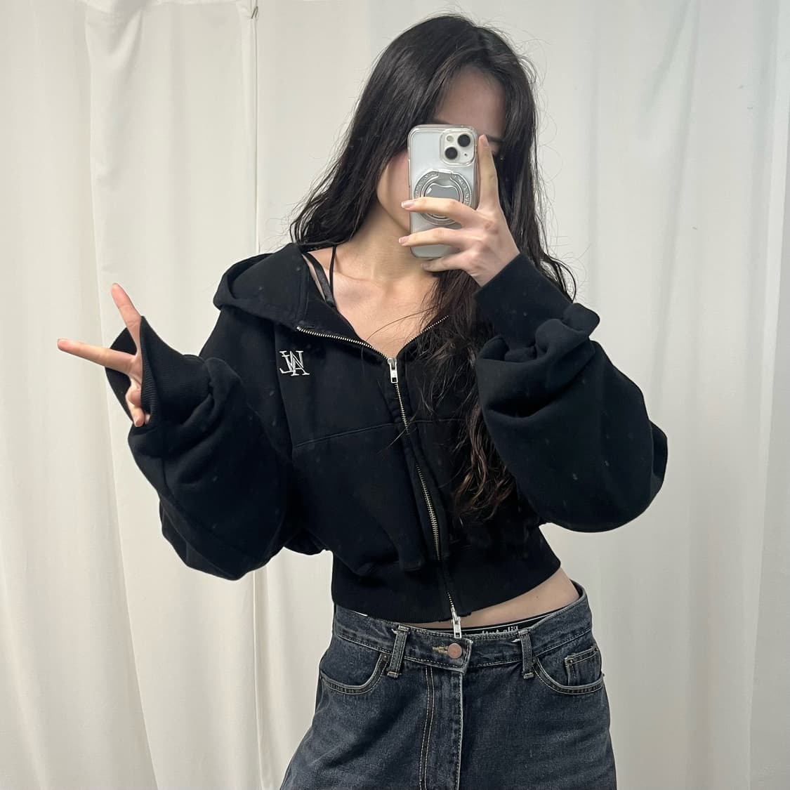 wooallong Crop 2way Hoodie Zip-up 상품이미지2