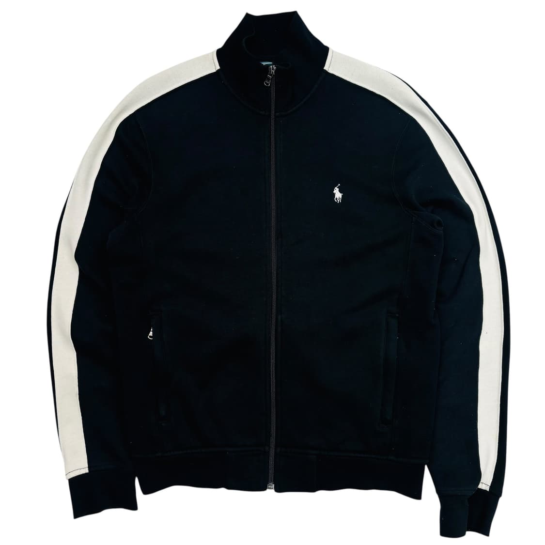 폴로 랄프 로렌 블랙 화이트 트랙탑 져지 S 상품이미지1