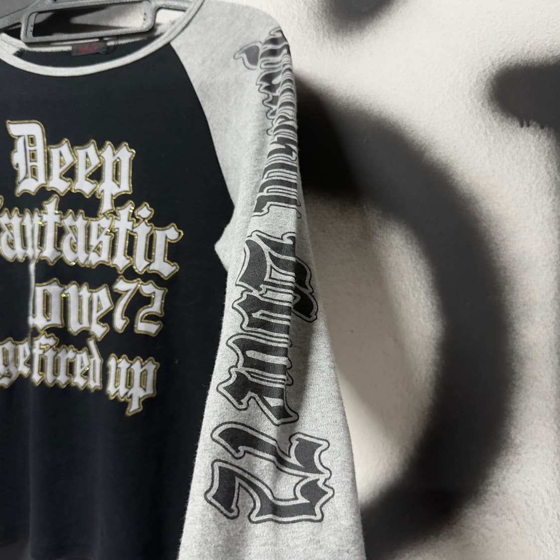 VTG 락펑크 레터링 프린팅 레글런 크롭 롱 슬리브 상품이미지3