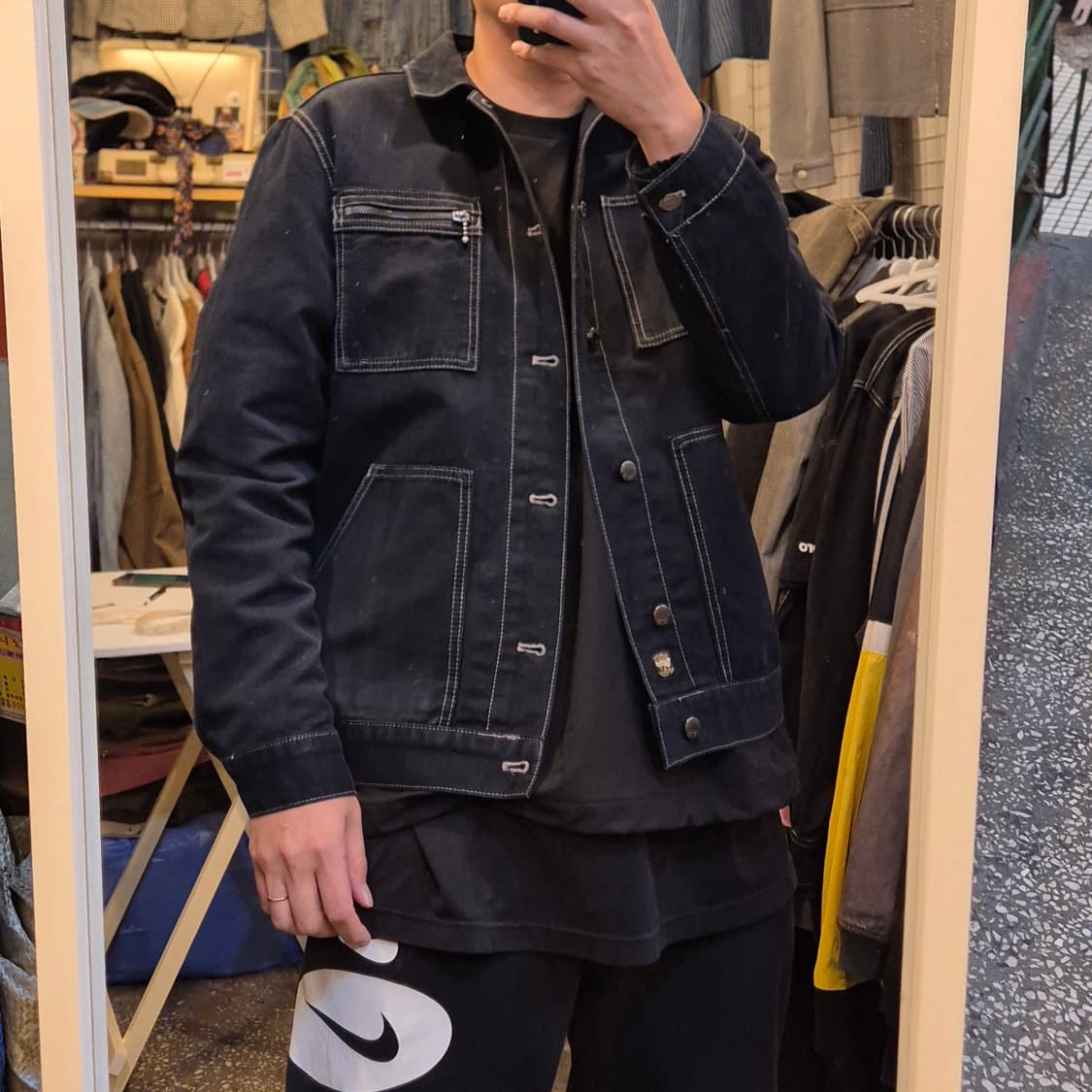 L~XL(착샷잇음) 자라 블랙 면 트러커자켓  상품이미지3