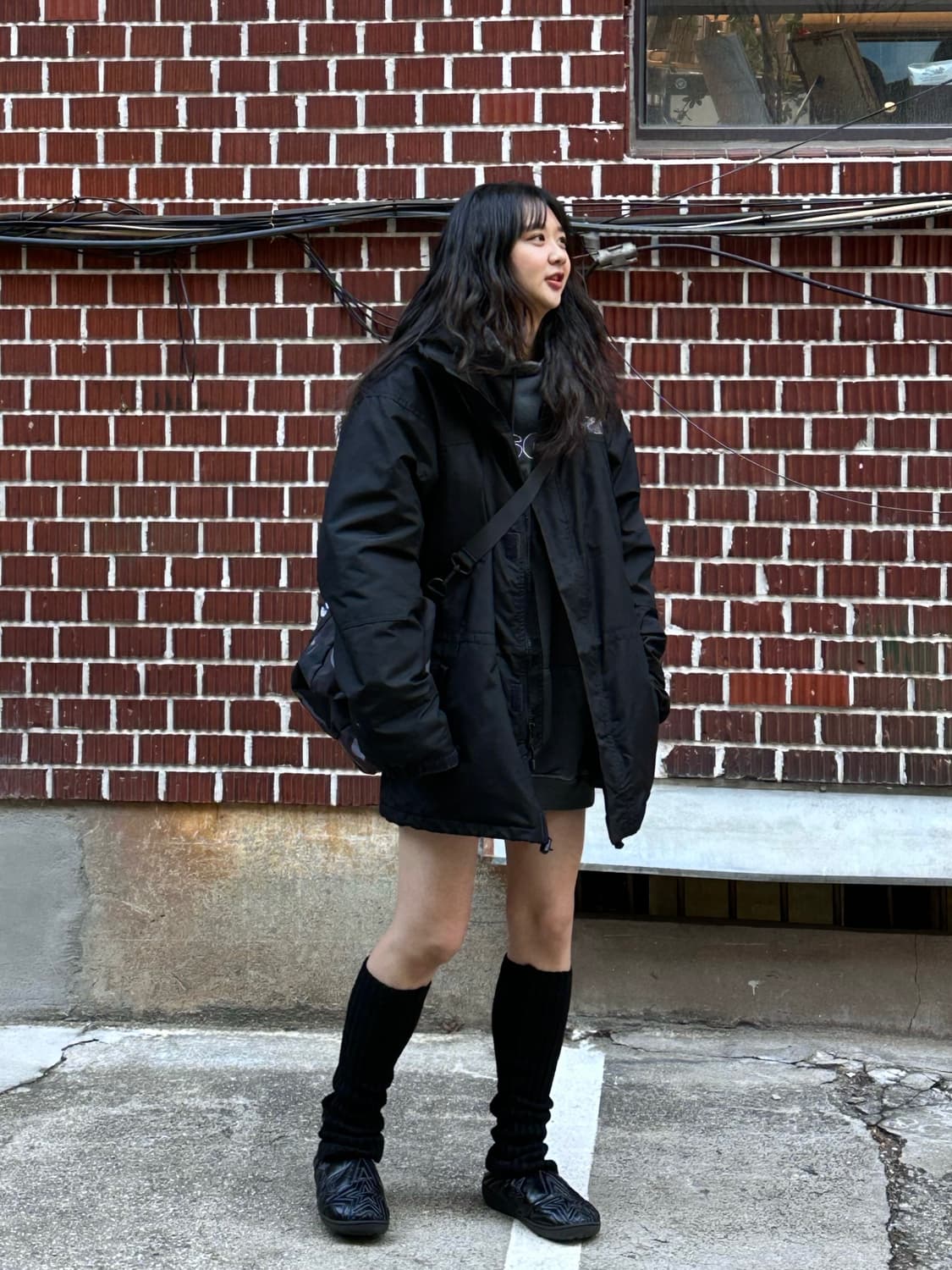 노스페이스 점퍼 미스치프 후드티 마뗑킴 스커트 코디세트 상품이미지2