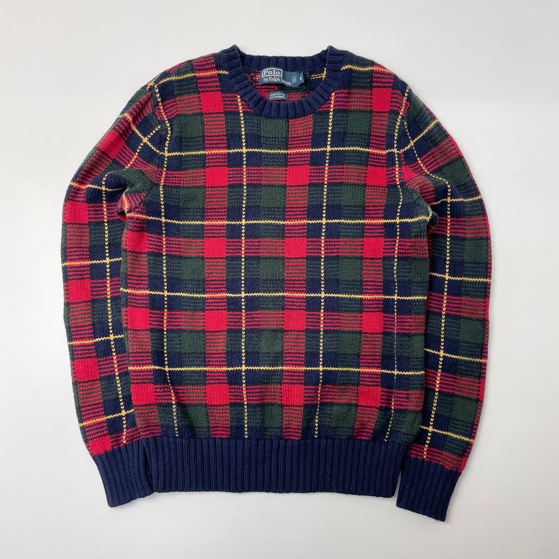 [택포] 폴로 랄프로렌 엘보우 패치 체크 니트 M 상품이미지1