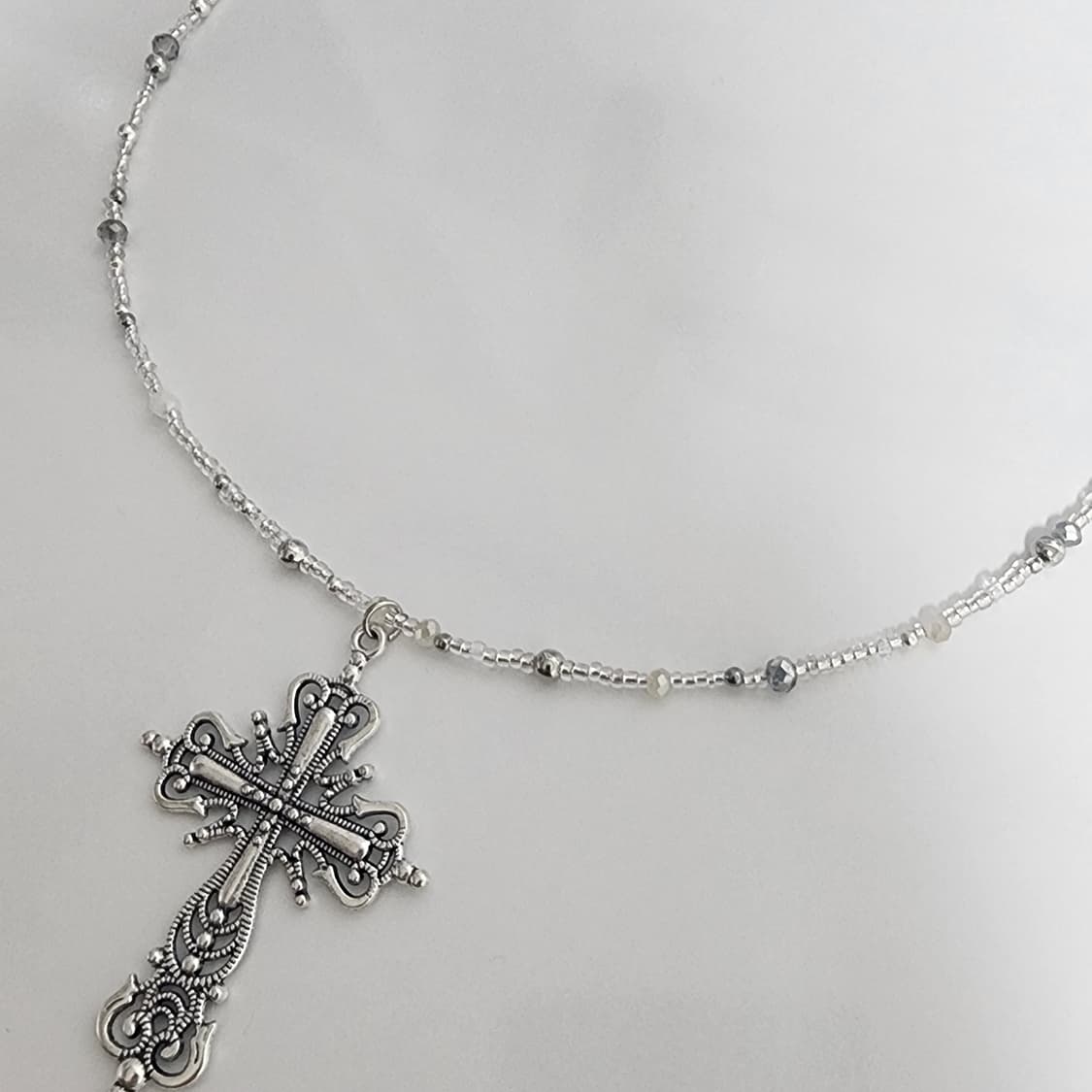 대형 십자가 실버 목걸이 상품이미지3