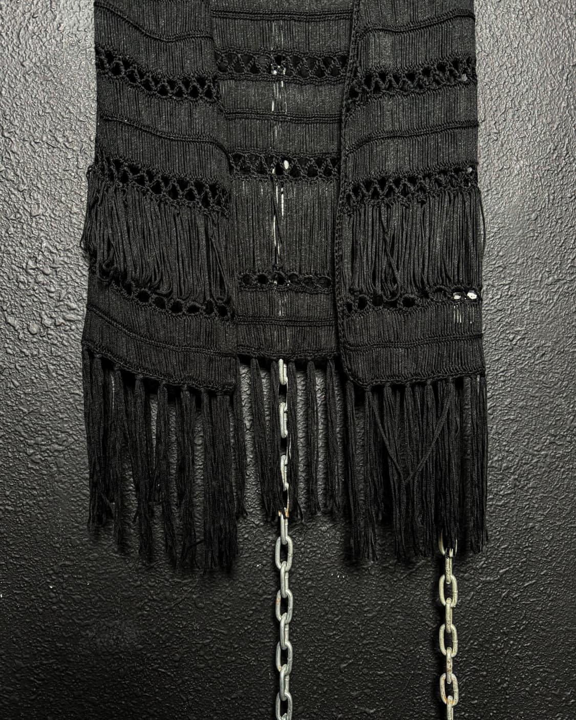 Black Fringe Crochet Vest 상품이미지8
