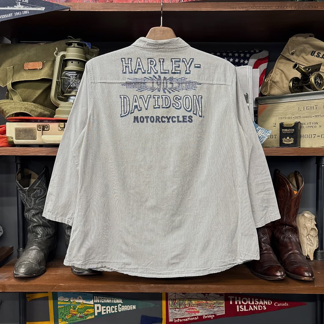 00s 할리데이비슨 우먼스 Y2K 비즈 레터링 1903 롤업셔츠 N120 상품이미지2
