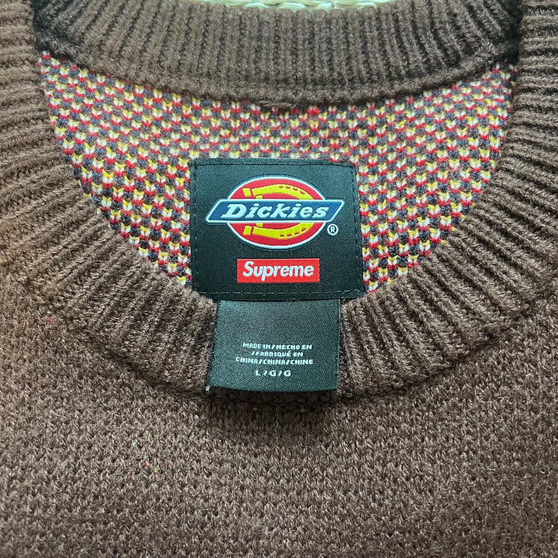 L)슈프림x디키즈 니트 브라운 상품이미지2