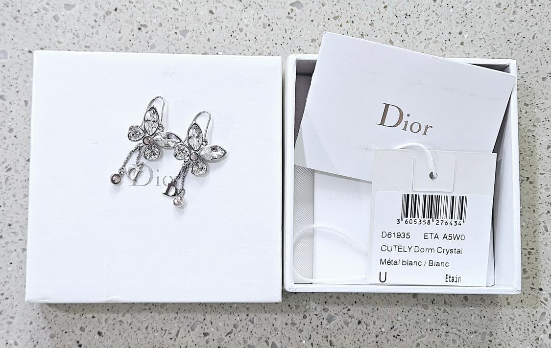 디올 나비 드롭 귀걸이 핑크 크리스탈 (정품/풀구성) 상품이미지5