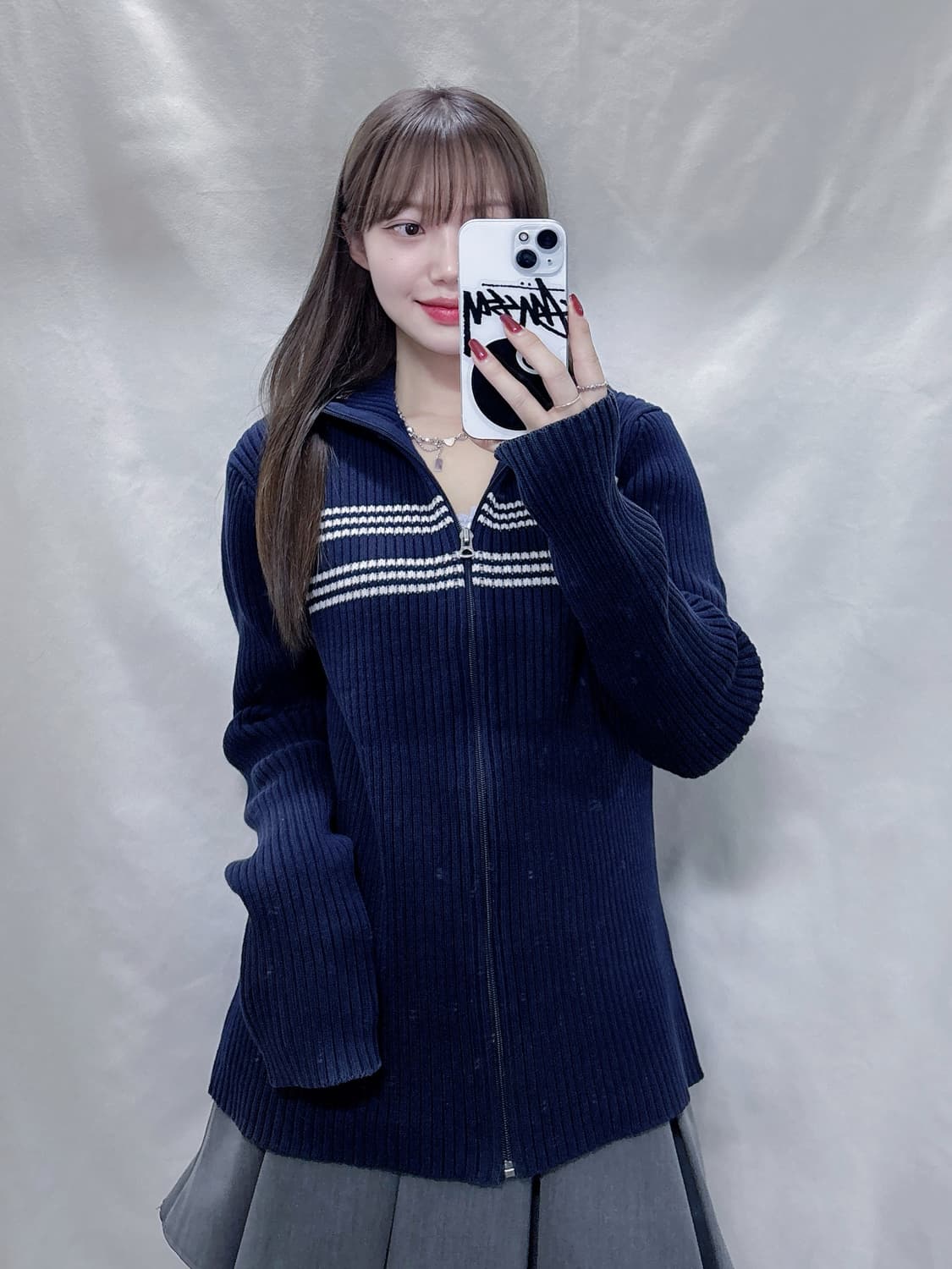 폴로 진스 넥로고 니트집업 상품이미지1