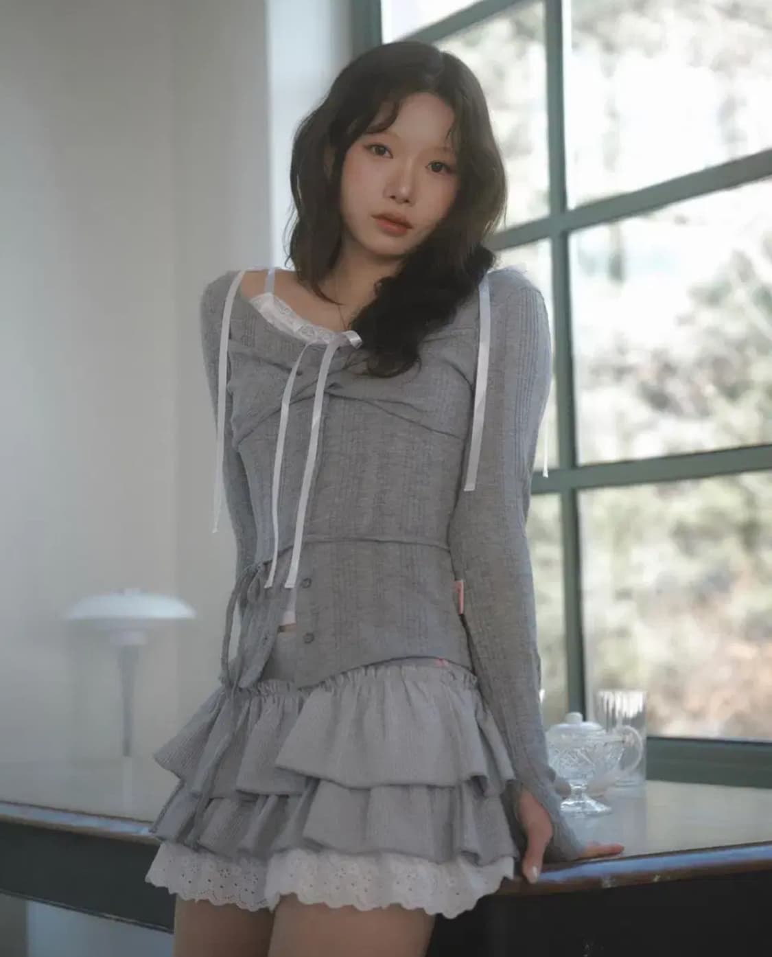 뉴얼린 Bubble cancan레이스 미니스커트 그레이S 캉캉 프릴치마 상품이미지4